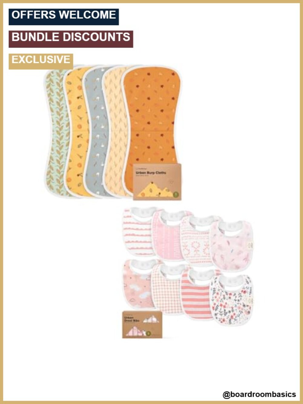 5 Pack Burp Cloths 8 Pack Baby Bibs Cotton Fleece Absorbent